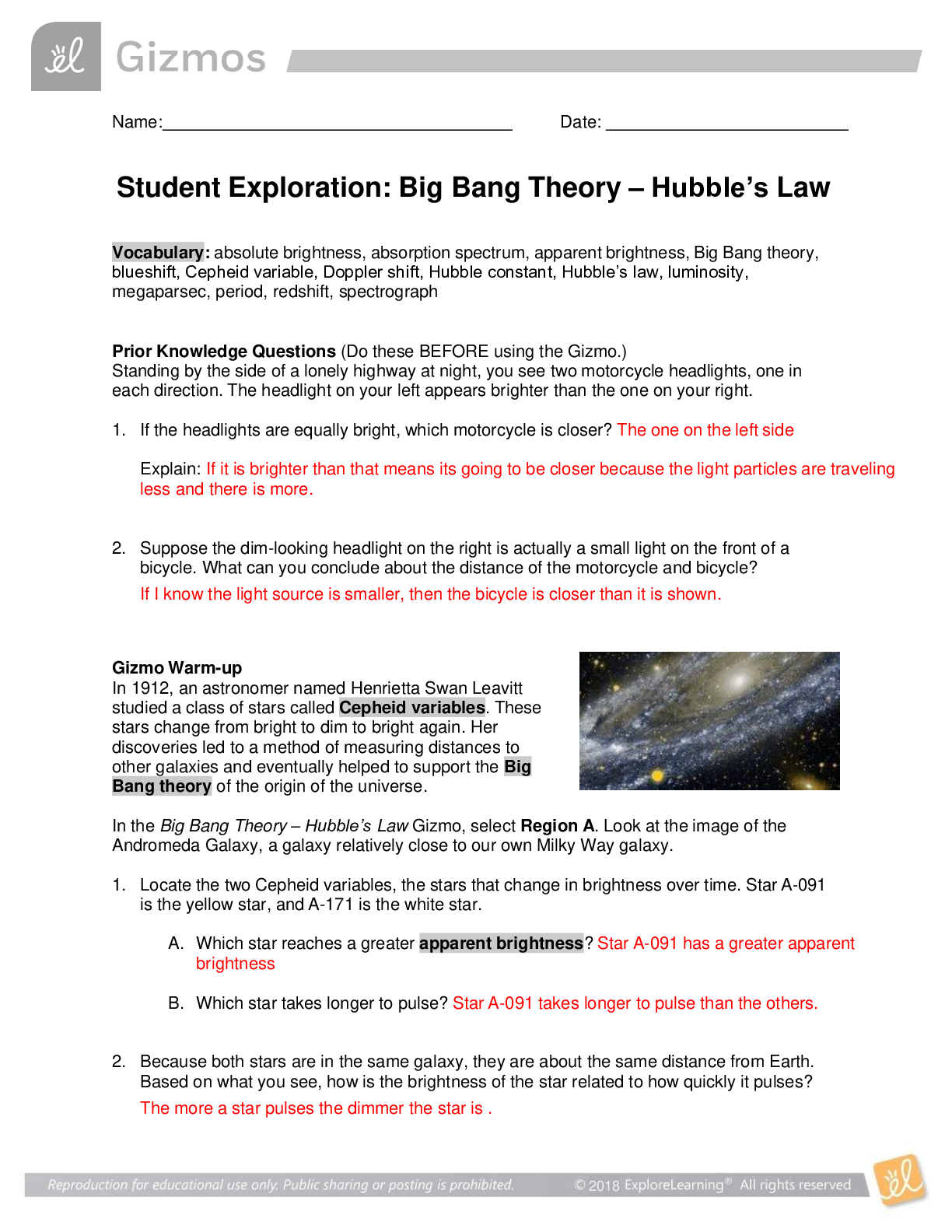 Preview image for GIZMOS Student Exploration: Big Bang Theory – Hubb